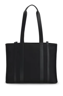 Tote Bag aus strukturiertem Canvas mit Kunstlederbesatz