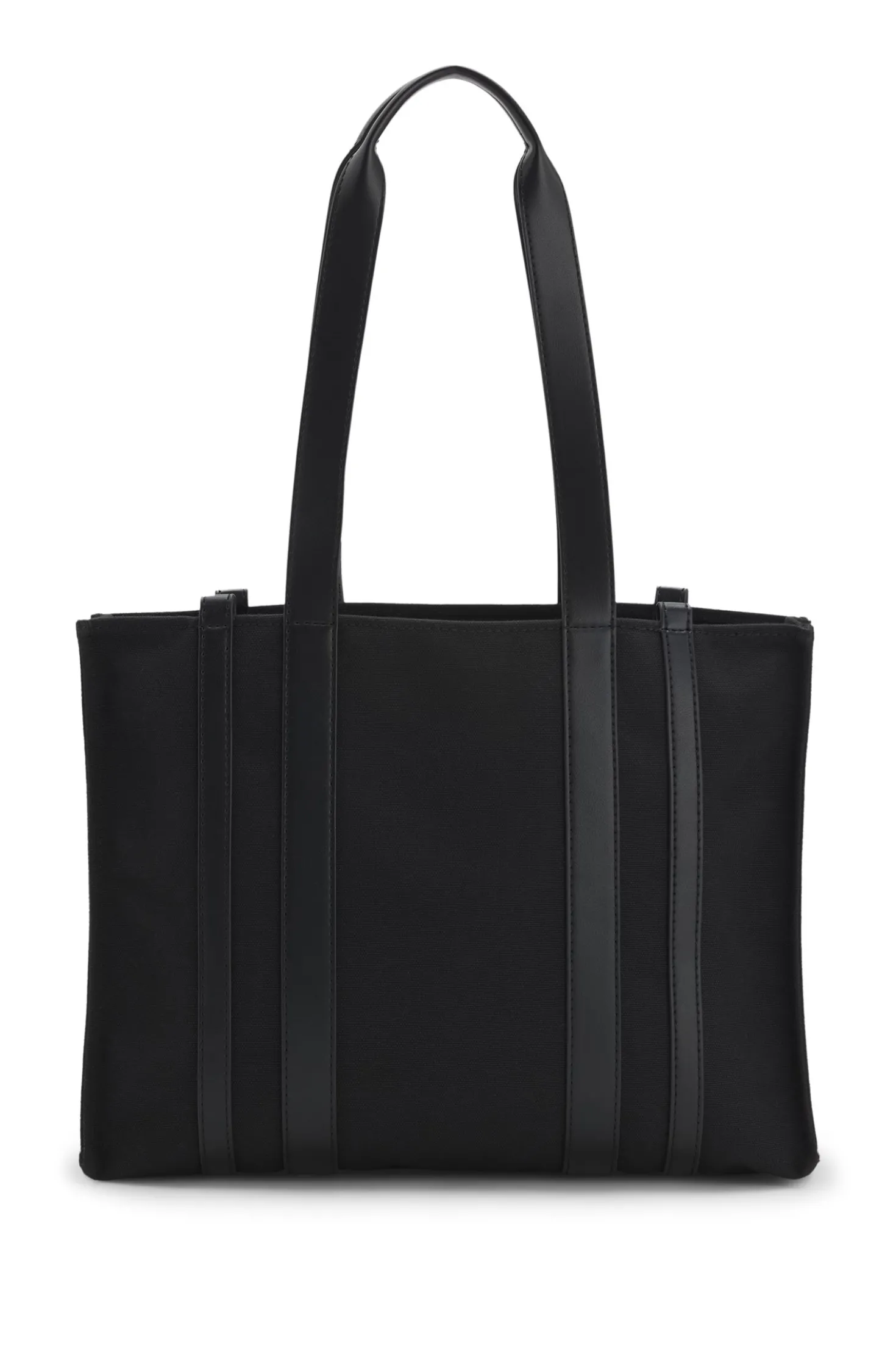 Tote Bag aus strukturiertem Canvas mit Kunstlederbesatz