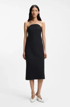 Trägerloses Kleid aus Stretch-Krepp mit integriertem Korsett