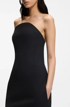 Trägerloses Kleid aus Stretch-Krepp mit integriertem Korsett