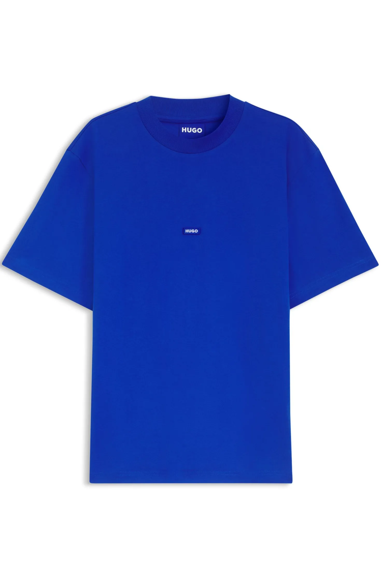 T-Shirt aus Baumwolle mit geripptem Ausschnitt und Logo-Badge