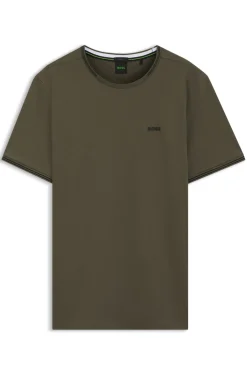 T-Shirt aus Stretch-Baumwolle mit Streifen und Logo