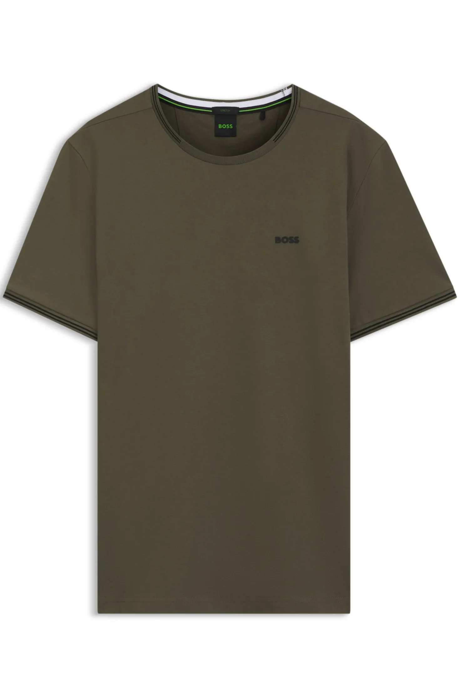 T-Shirt aus Stretch-Baumwolle mit Streifen und Logo
