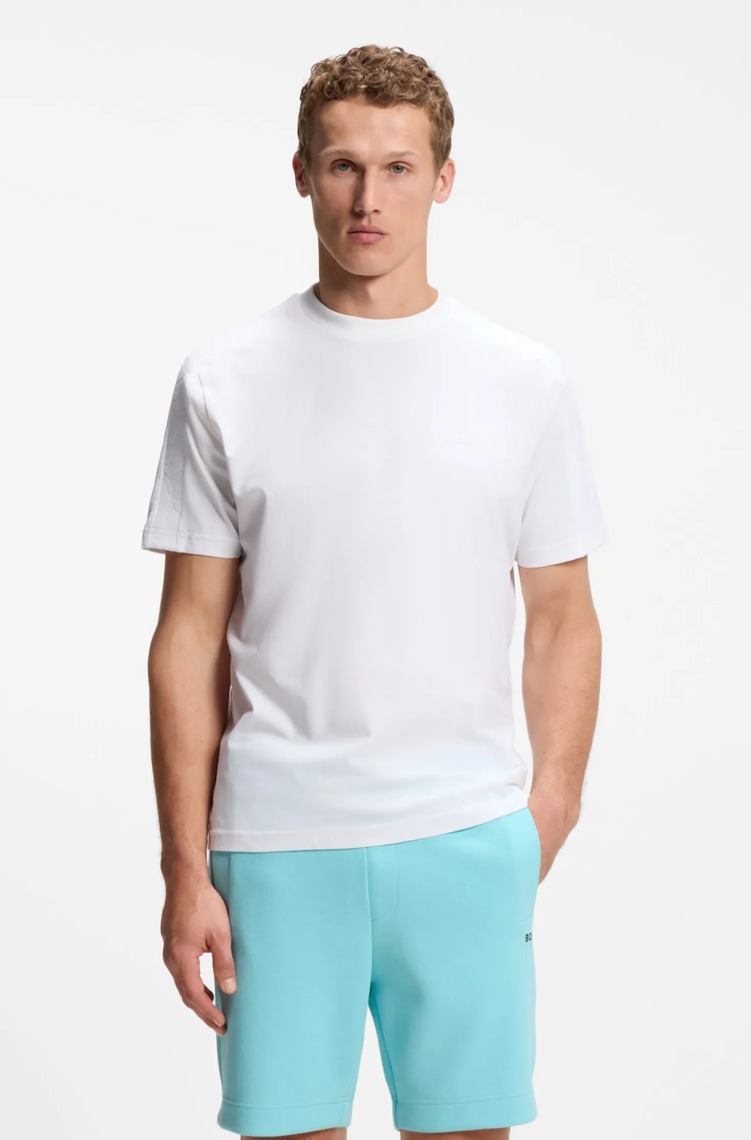T-Shirt aus Stretch-Baumwolle mit Jacquard-Tape