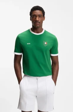 T-Shirt aus Stretch-Baumwolle mit Landesflagge und Logo