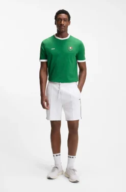 T-Shirt aus Stretch-Baumwolle mit Landesflagge und Logo