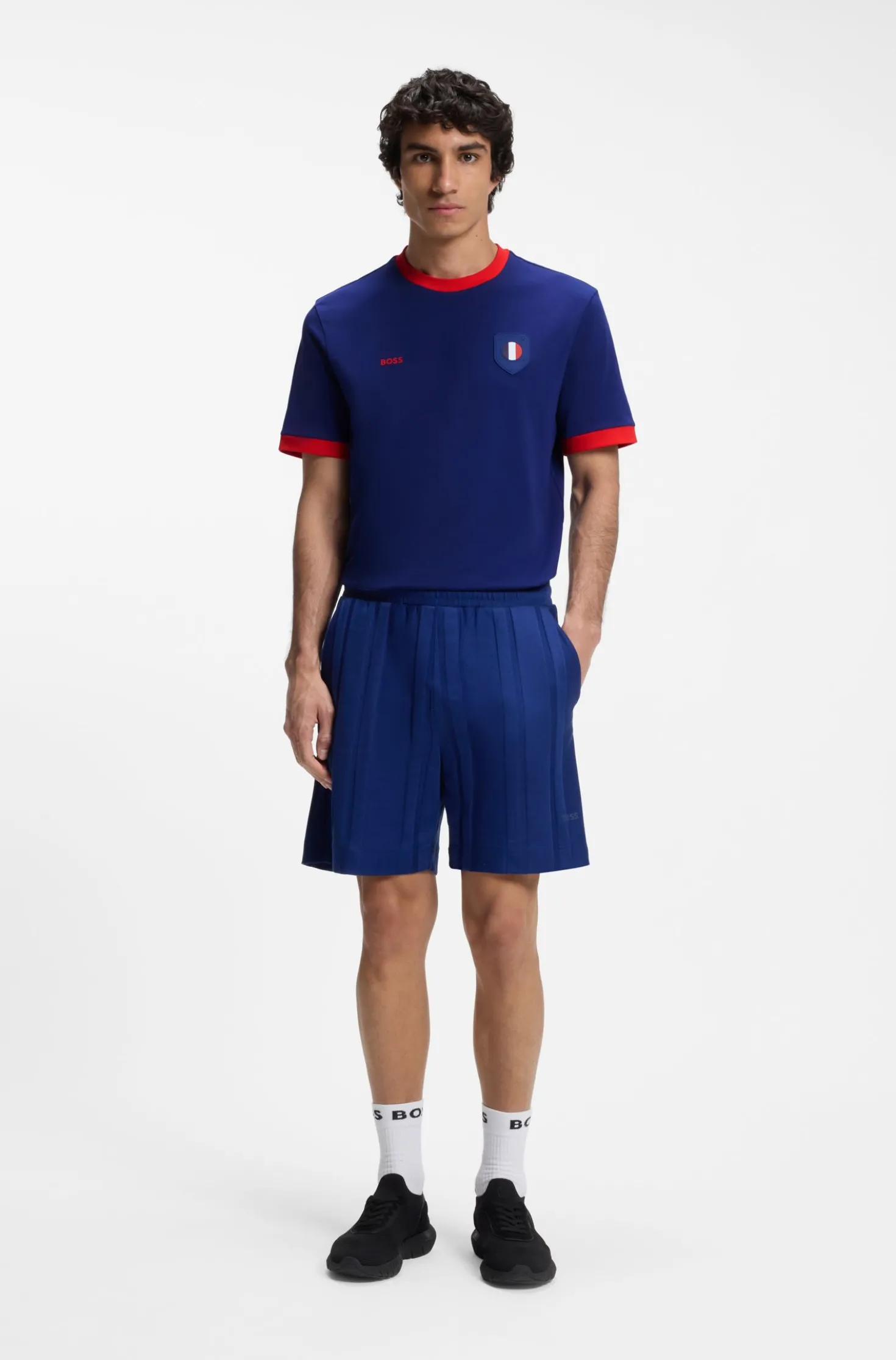 T-Shirt aus Stretch-Baumwolle mit Landesflagge und Logo