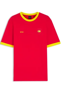 T-Shirt aus Stretch-Baumwolle mit Landesflagge und Logo