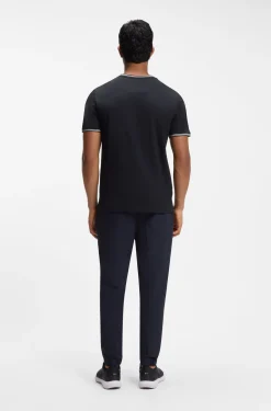 T-Shirt aus Stretch-Baumwolle mit Streifen und Logo