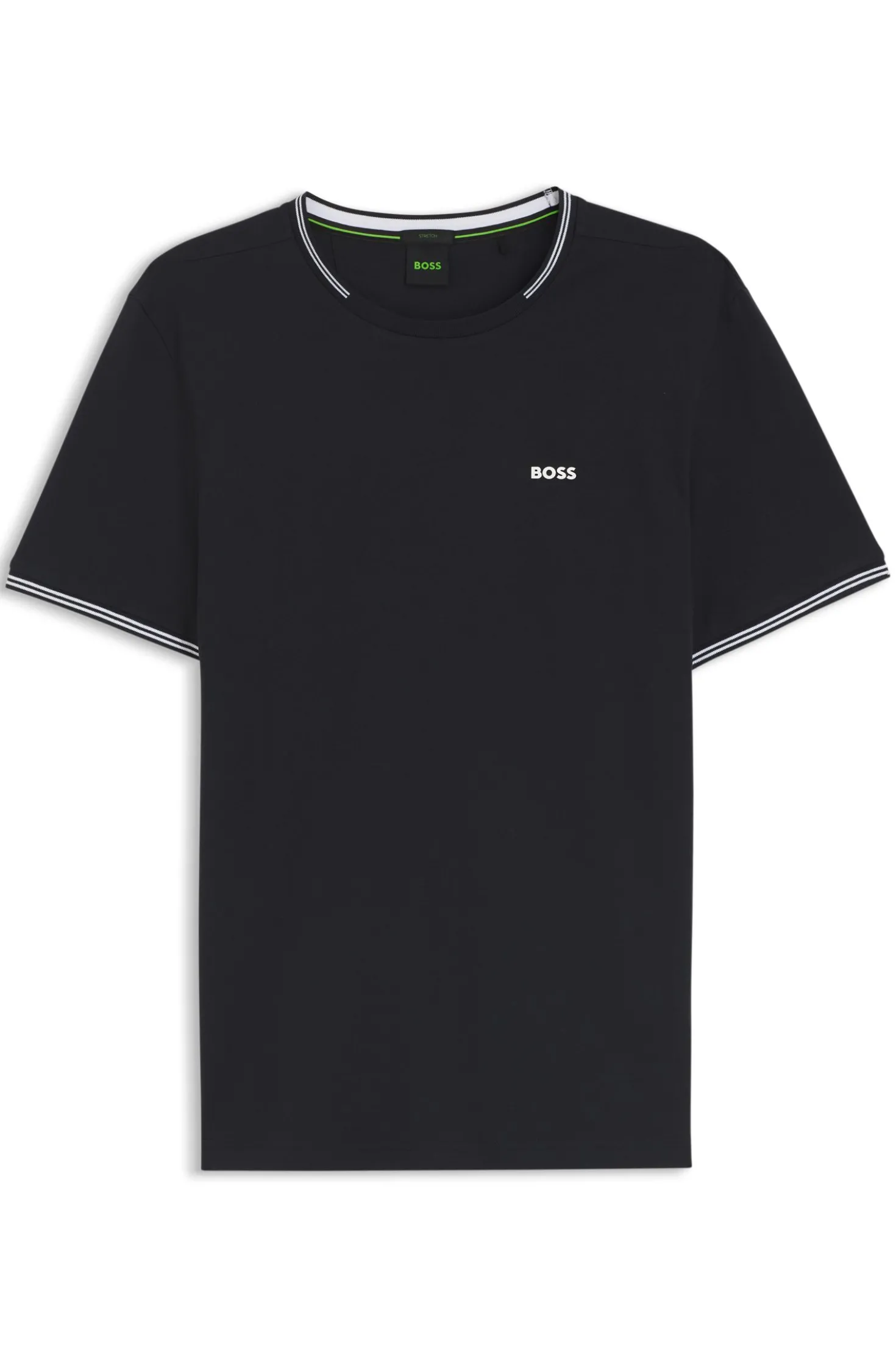 T-Shirt aus Stretch-Baumwolle mit Streifen und Logo