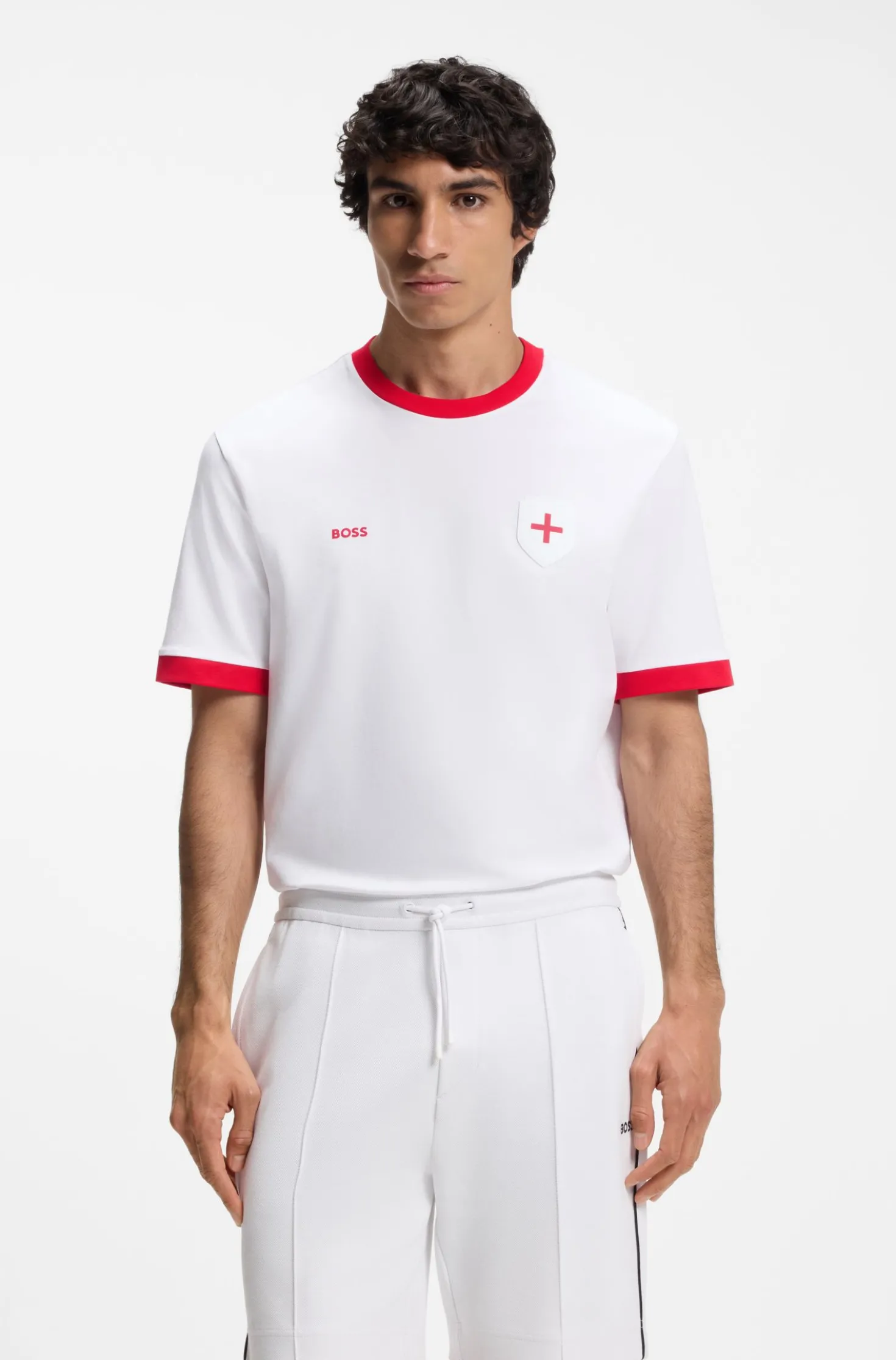 T-Shirt aus Stretch-Baumwolle mit Landesflagge und Logo