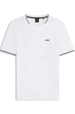 T-Shirt aus Stretch-Baumwolle mit Streifen und Logo