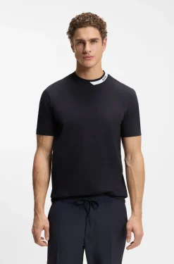T-Shirt aus Stretch-Baumwolle mit Logo-Kragen