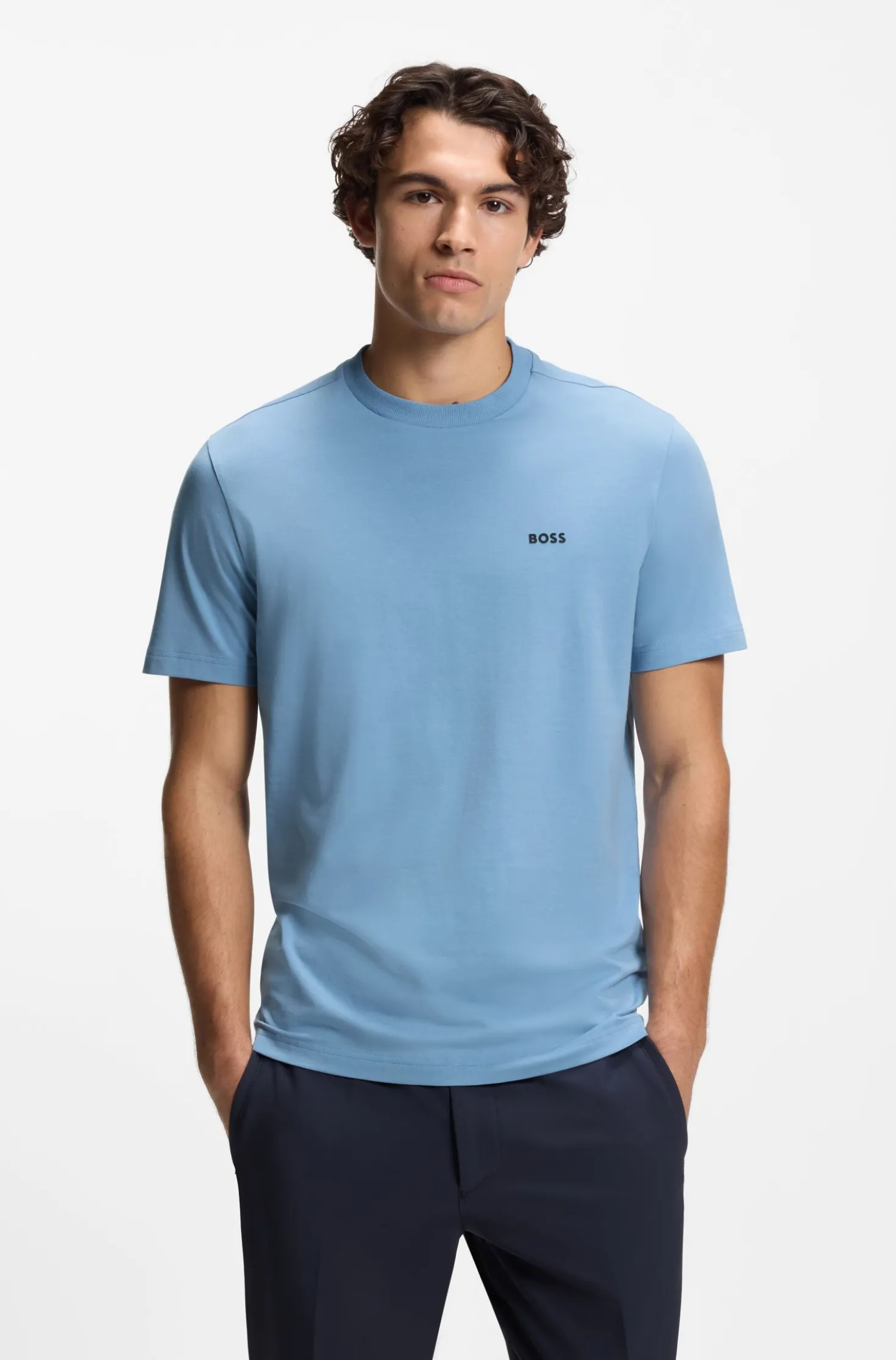 T-Shirt aus Stretch-Baumwolle mit Logo-Detail