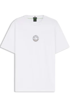 T-Shirt aus Stretch-Baumwolle mit Tennis-Artwork