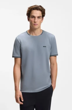 T-Shirt aus Stretch-Baumwolle mit Streifen und Logo