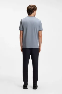 T-Shirt aus Stretch-Baumwolle mit Streifen und Logo