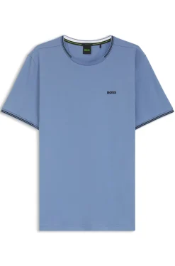 T-Shirt aus Stretch-Baumwolle mit Streifen und Logo