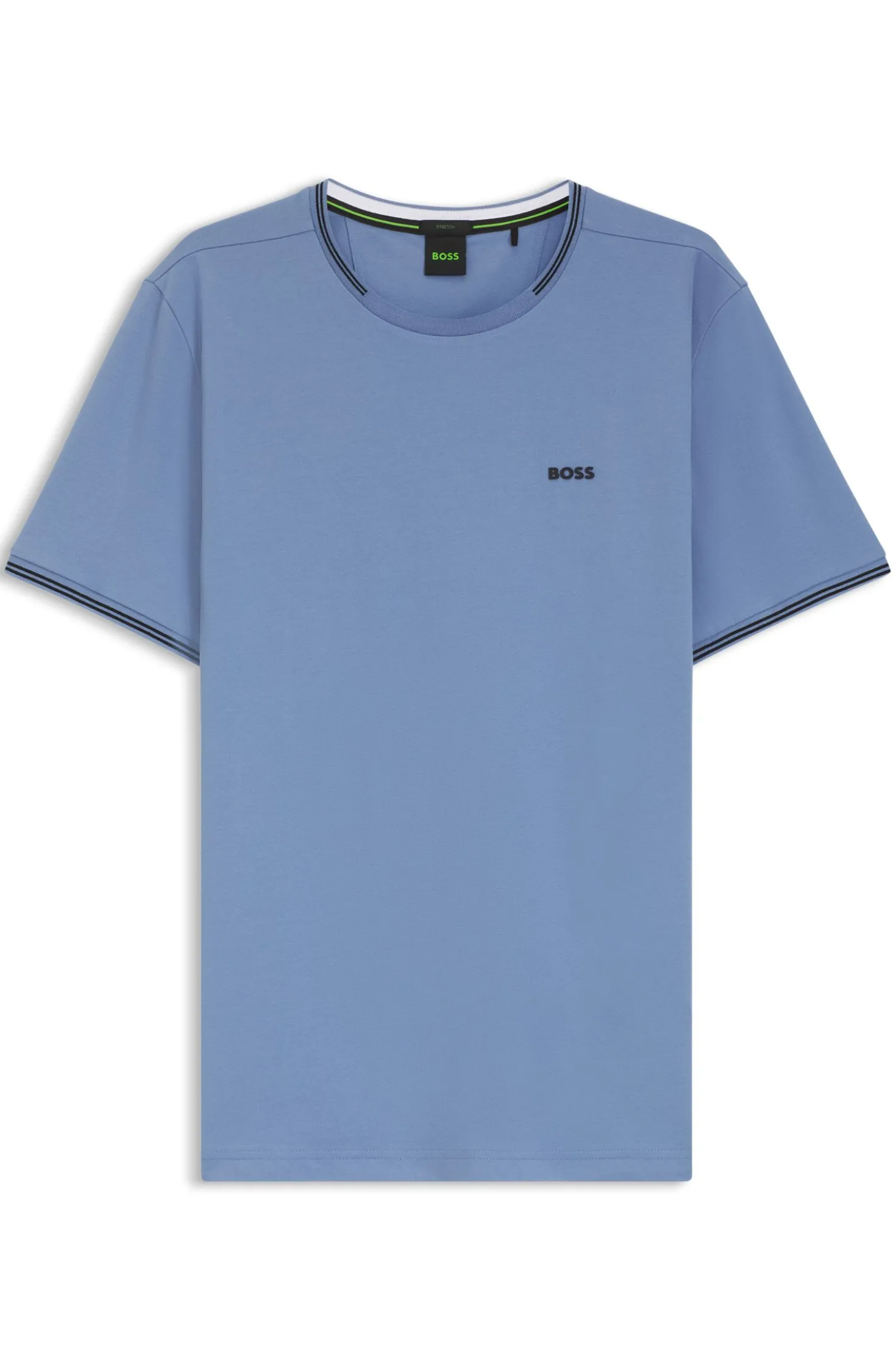 T-Shirt aus Stretch-Baumwolle mit Streifen und Logo