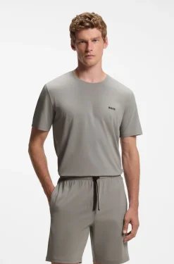 T-Shirt aus Stretch-Baumwolle mit Logo-Stickerei