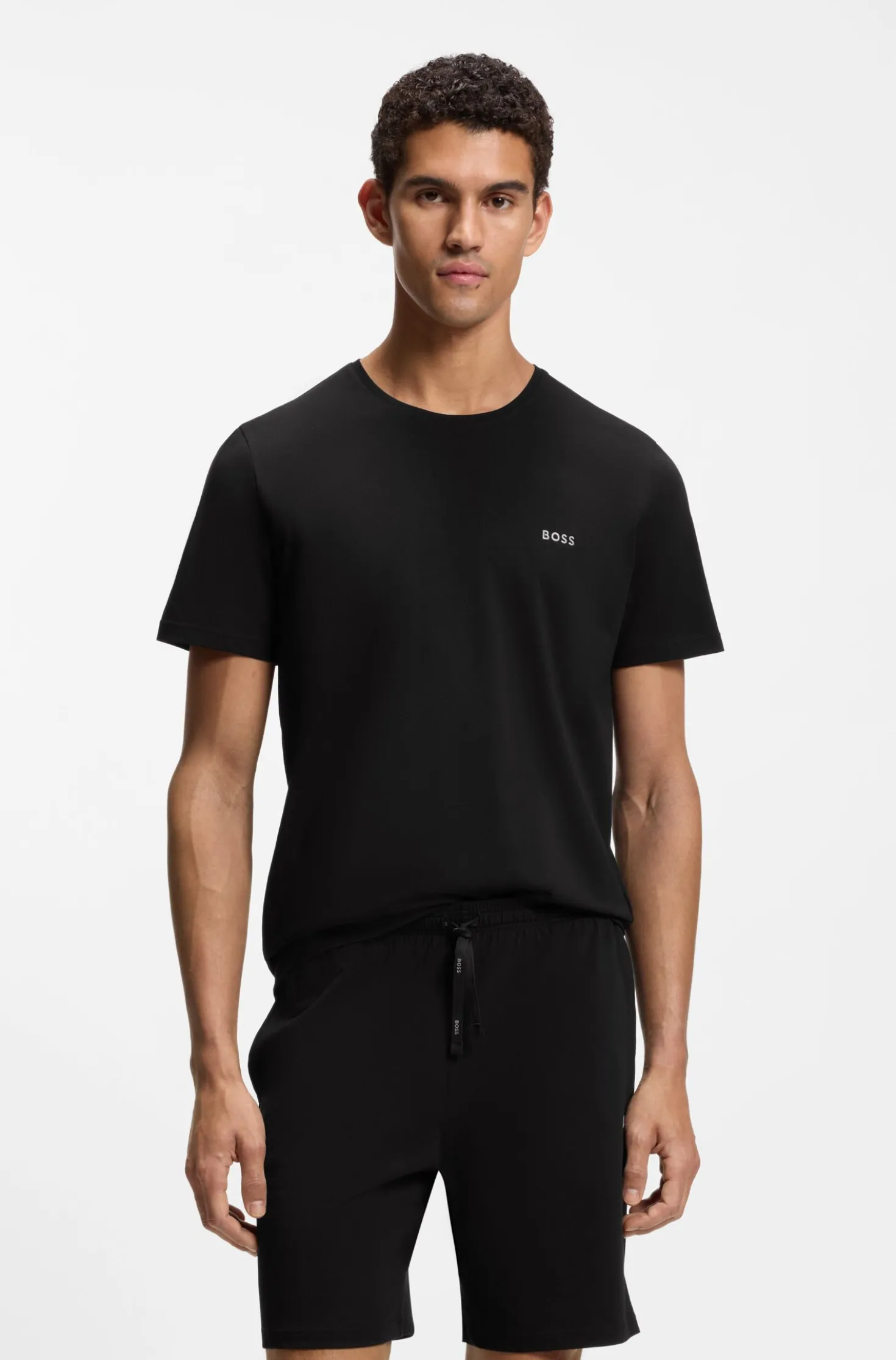 T-Shirt aus Stretch-Baumwolle mit Logo-Stickerei