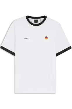 T-Shirt aus Stretch-Baumwolle mit Landesflagge und Logo