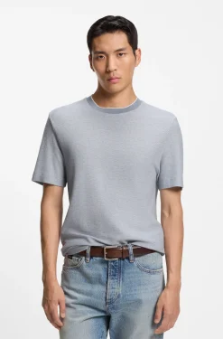 T-Shirt aus strukturiertem Baumwoll-Mix mit Seide