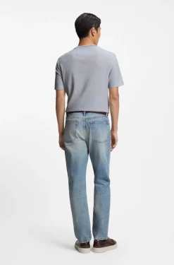T-Shirt aus strukturiertem Baumwoll-Mix mit Seide