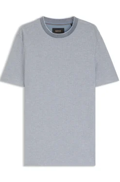 T-Shirt aus strukturiertem Baumwoll-Mix mit Seide