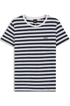 T-Shirt aus strukturierter Baumwolle mit Querstreifen