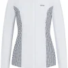 Turnierbluse mit Einsätzen mit Hahnentritt-Muster