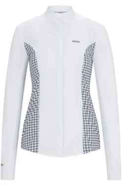 Turnierbluse mit Einsätzen mit Hahnentritt-Muster