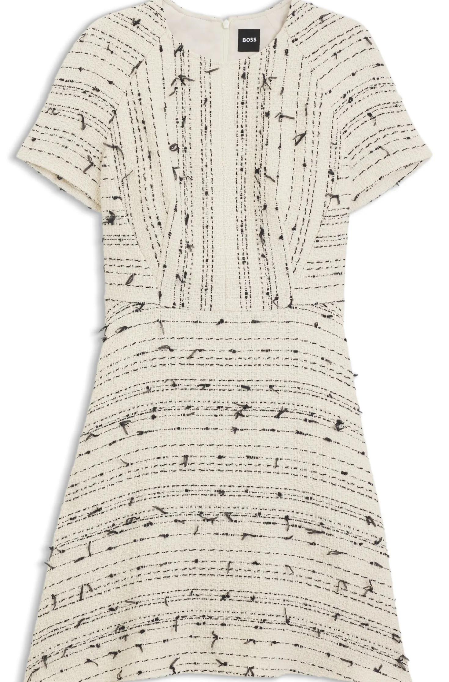 Tweed-Kleid mit Streifen-Dessin aus Baumwoll-Mix