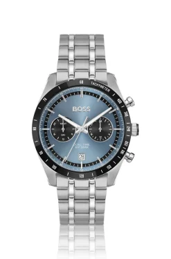 Uhr mit blauem Zifferblatt und Gliederarmband