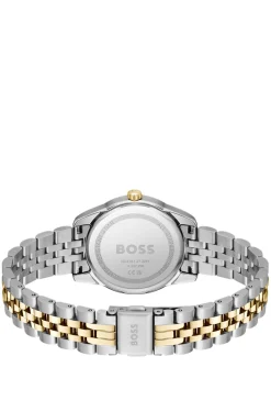 Uhr mit grünem Zifferblatt und zweifarbigem Armband