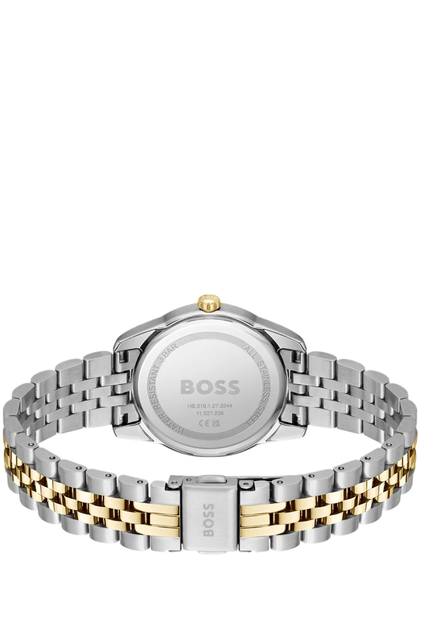 Uhr mit grünem Zifferblatt und zweifarbigem Armband