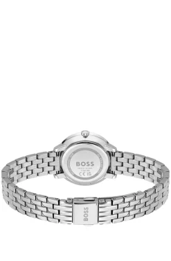 Uhr mit rosa Zifferblatt und Gliederarmband