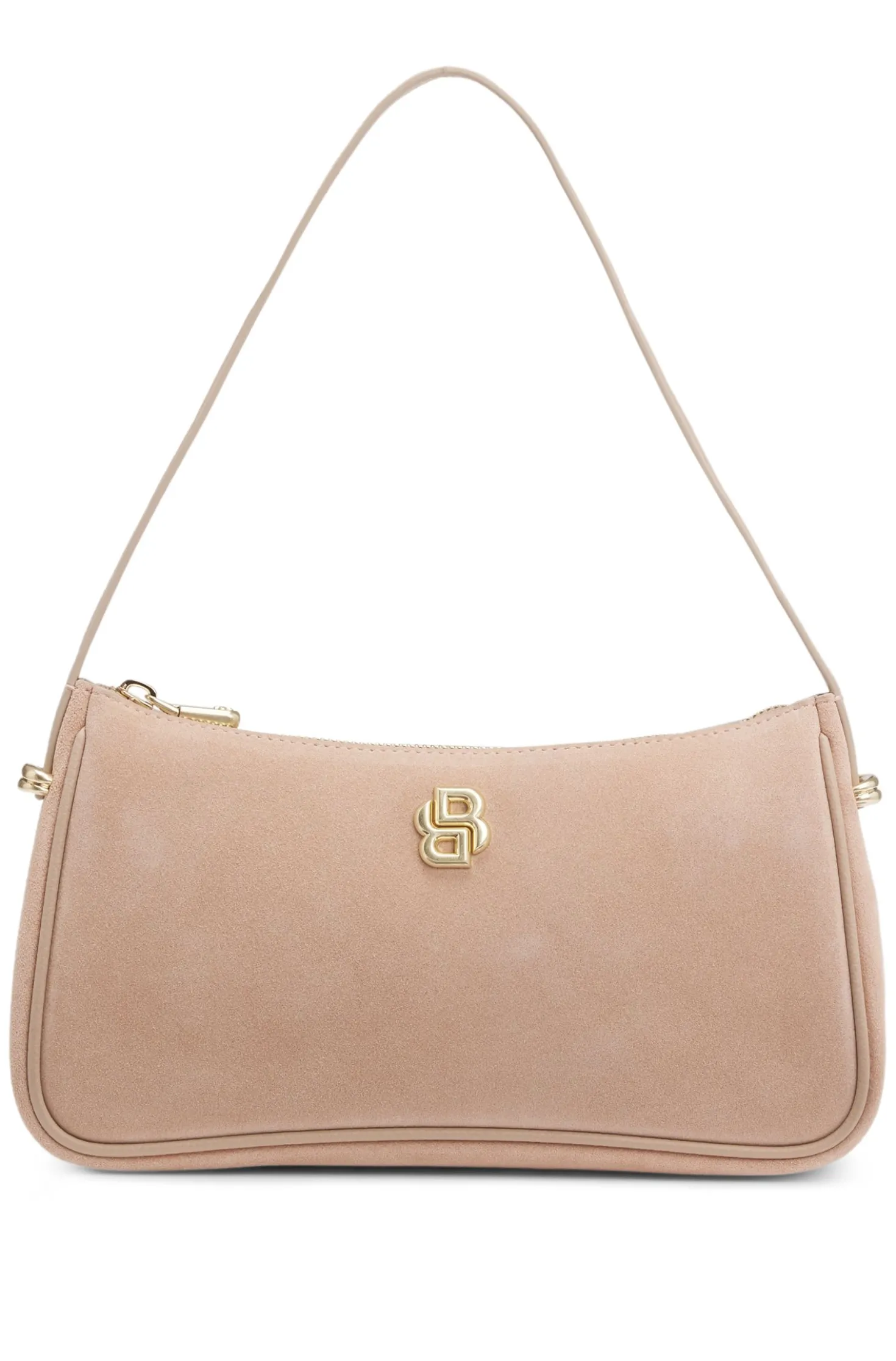 Umhängetasche aus Veloursleder mit metallenen Double-B-Monogramm