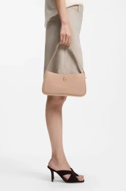 Umhängetasche aus Veloursleder mit metallenen Double-B-Monogramm
