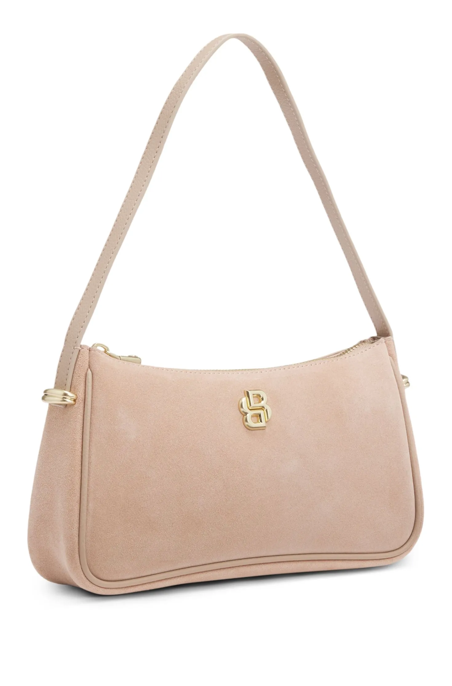 Umhängetasche aus Veloursleder mit metallenen Double-B-Monogramm