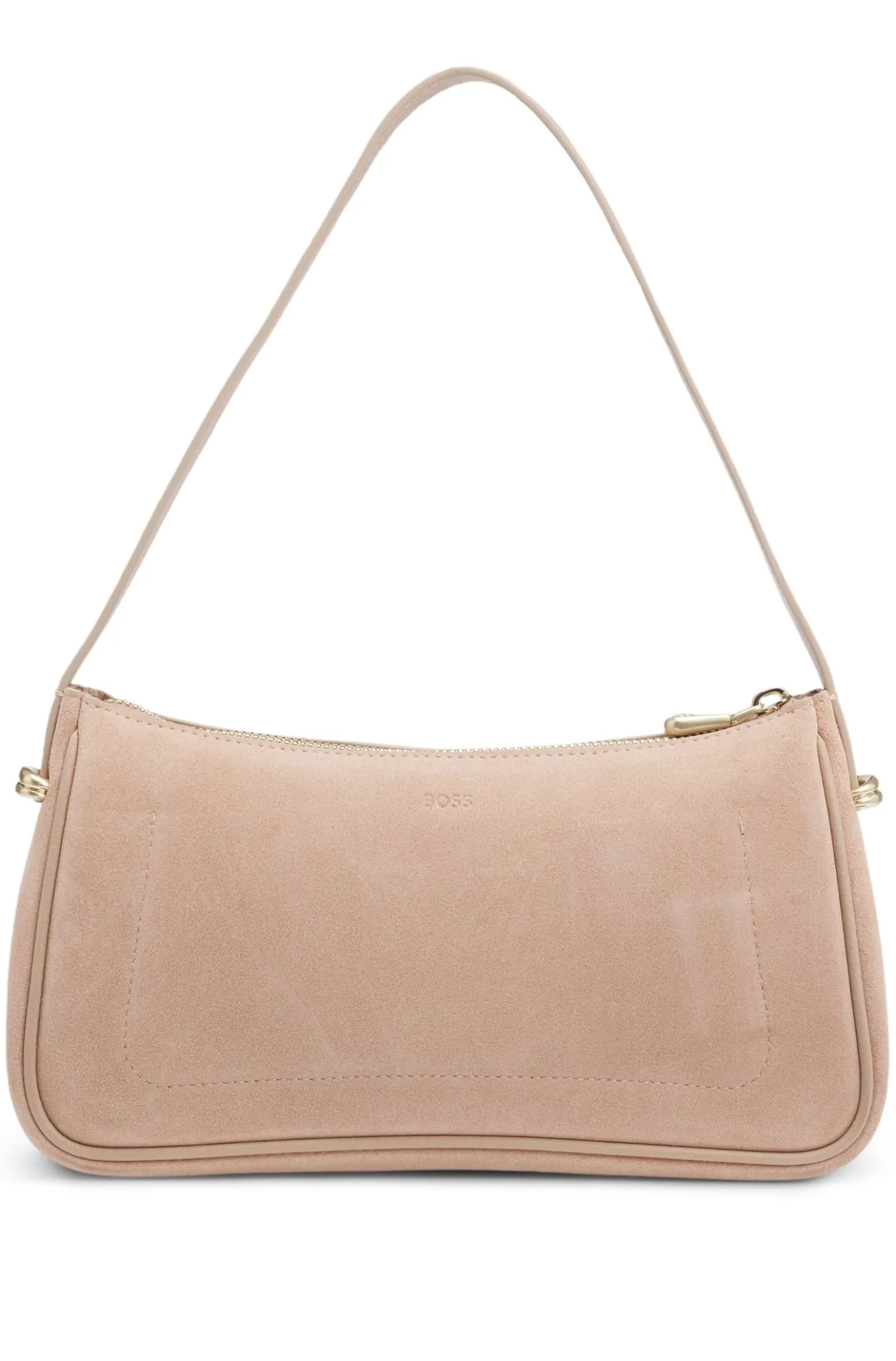 Umhängetasche aus Veloursleder mit metallenen Double-B-Monogramm