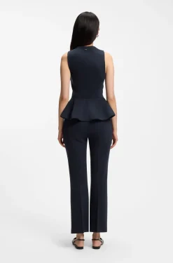 Verkürzte Flared-Fit Hose aus knitterfreiem Stretch-Gewebe
