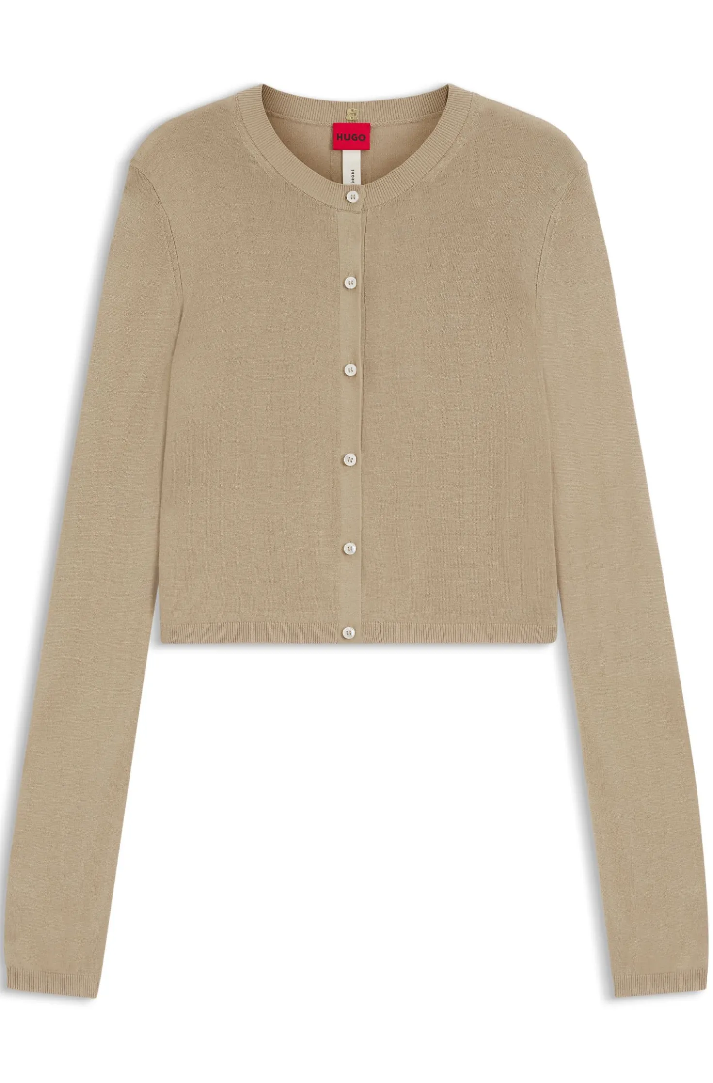 Verkürzte Strickjacke mit geripptem Detail hinten