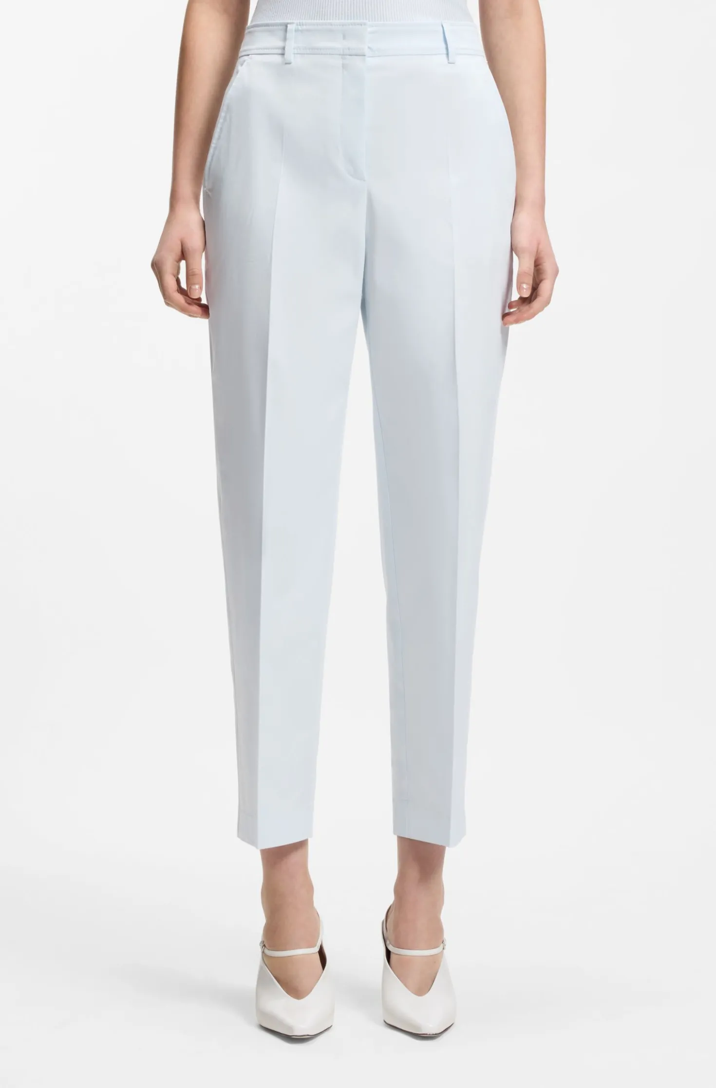 Verkürzte Tapered-Fit Hose aus elastischer Baumwolle