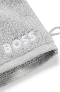 Waschhandschuh aus Baumwolle mit kontrastfarbener Logo-Stickerei