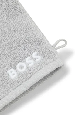 Waschhandschuh aus Baumwolle mit kontrastfarbener Logo-Stickerei