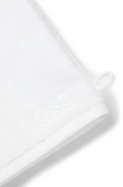 Waschhandschuh aus Baumwolle mit kontrastfarbener Logo-Stickerei