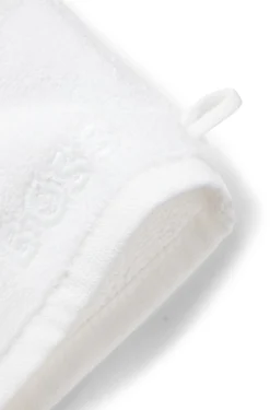 Waschhandschuh aus Baumwolle mit kontrastfarbener Logo-Stickerei
