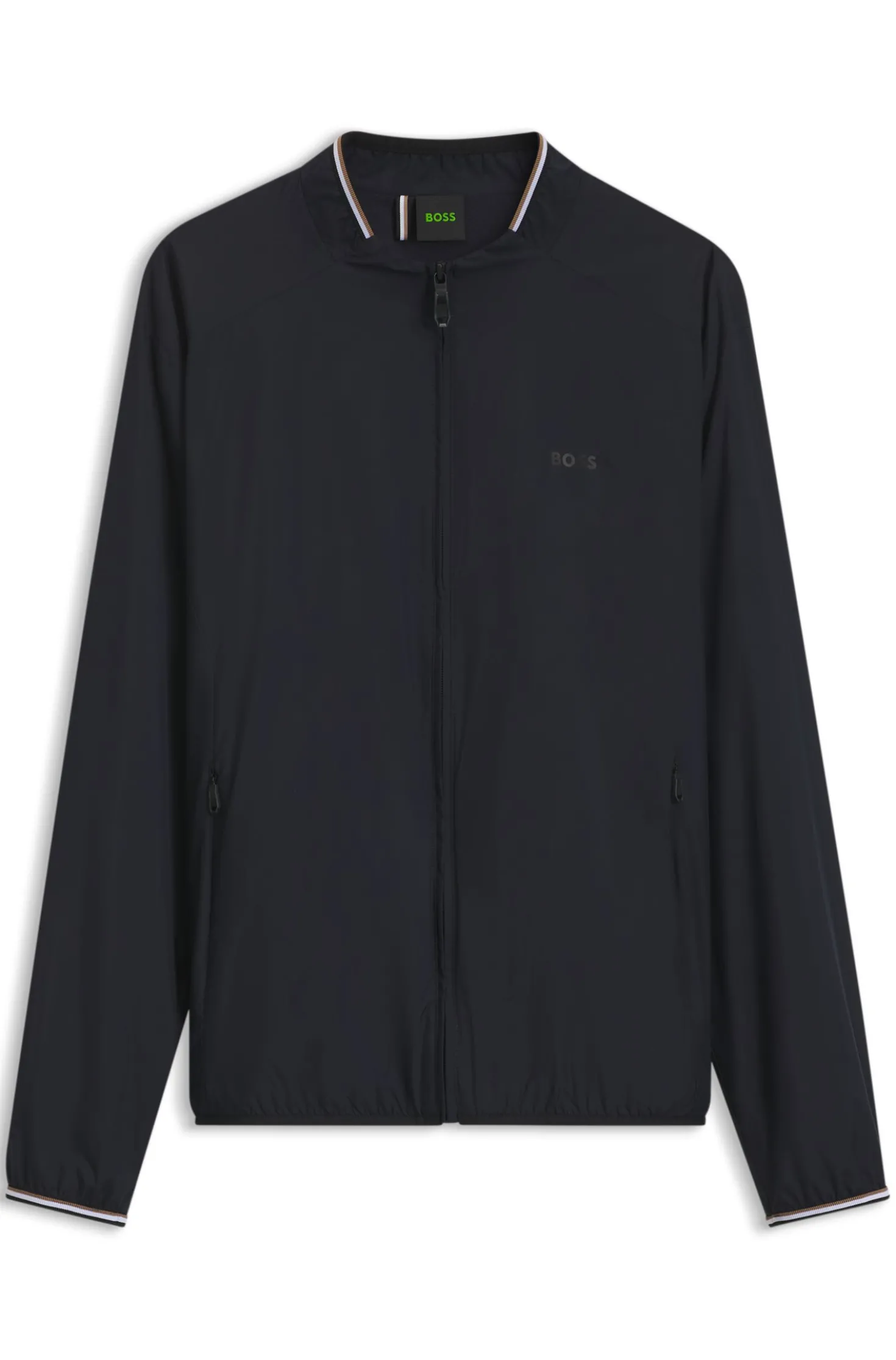 Wasserabweisende Jacke mit Reißverschluss und Logo-Details