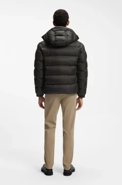 Wasserabweisende Steppjacke mit Kapuze und gepolstertem Kragen